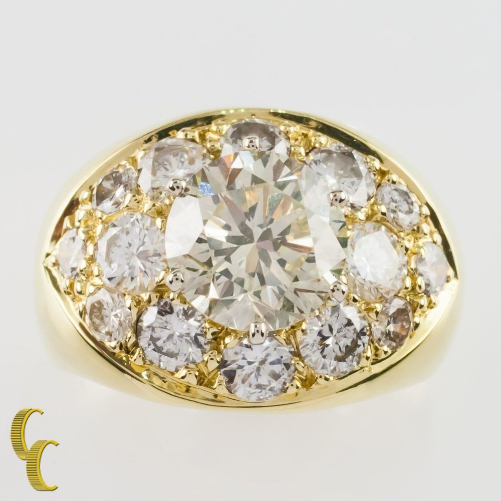 4.82 carat Round Brilliant Diamond 18k Yellow Gold Cocktail Ring Size 5